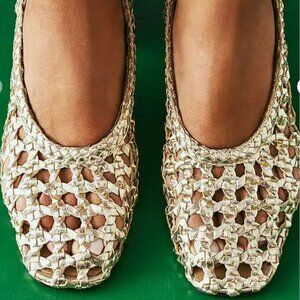 NWOT - Pilcro Woven Ballet Heels, Gold